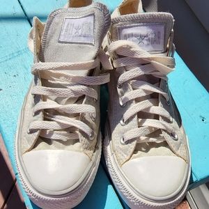 Converse all star sneakers silver glitter low